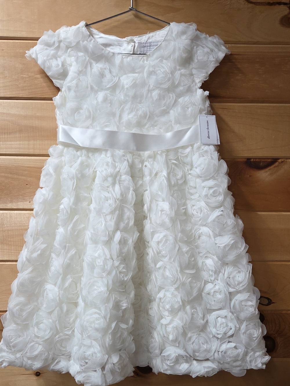 Gymboree White Rosette Flower Girl Dress with Satin Waistband